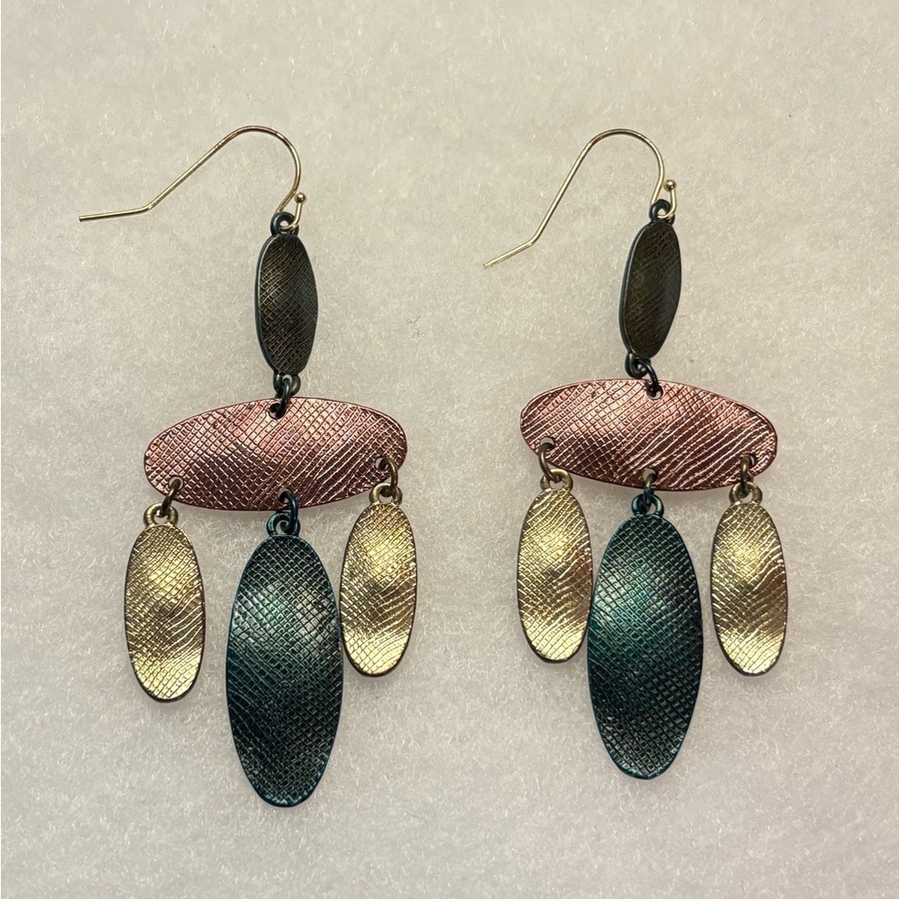 Multicolor Metals Dangle Earrings - Picture 2 of 2